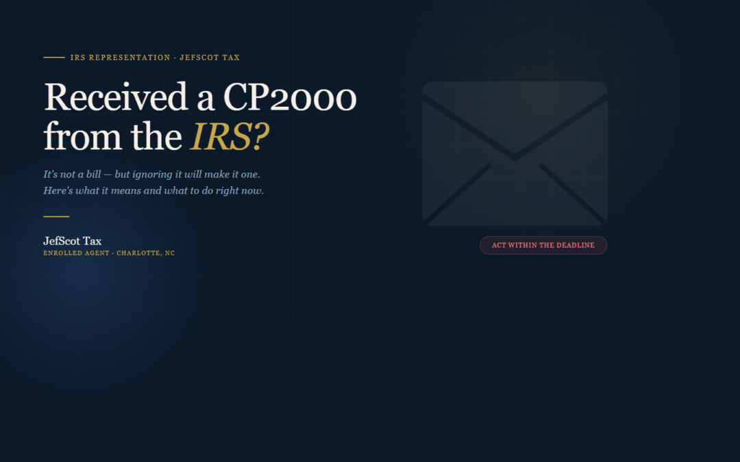 CP2000 IRS Notice — What to Do | JefScot Tax Charlotte NC